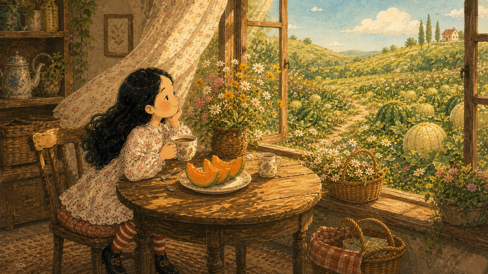 Sunmelon Meadow — Emma enjoying the coffee