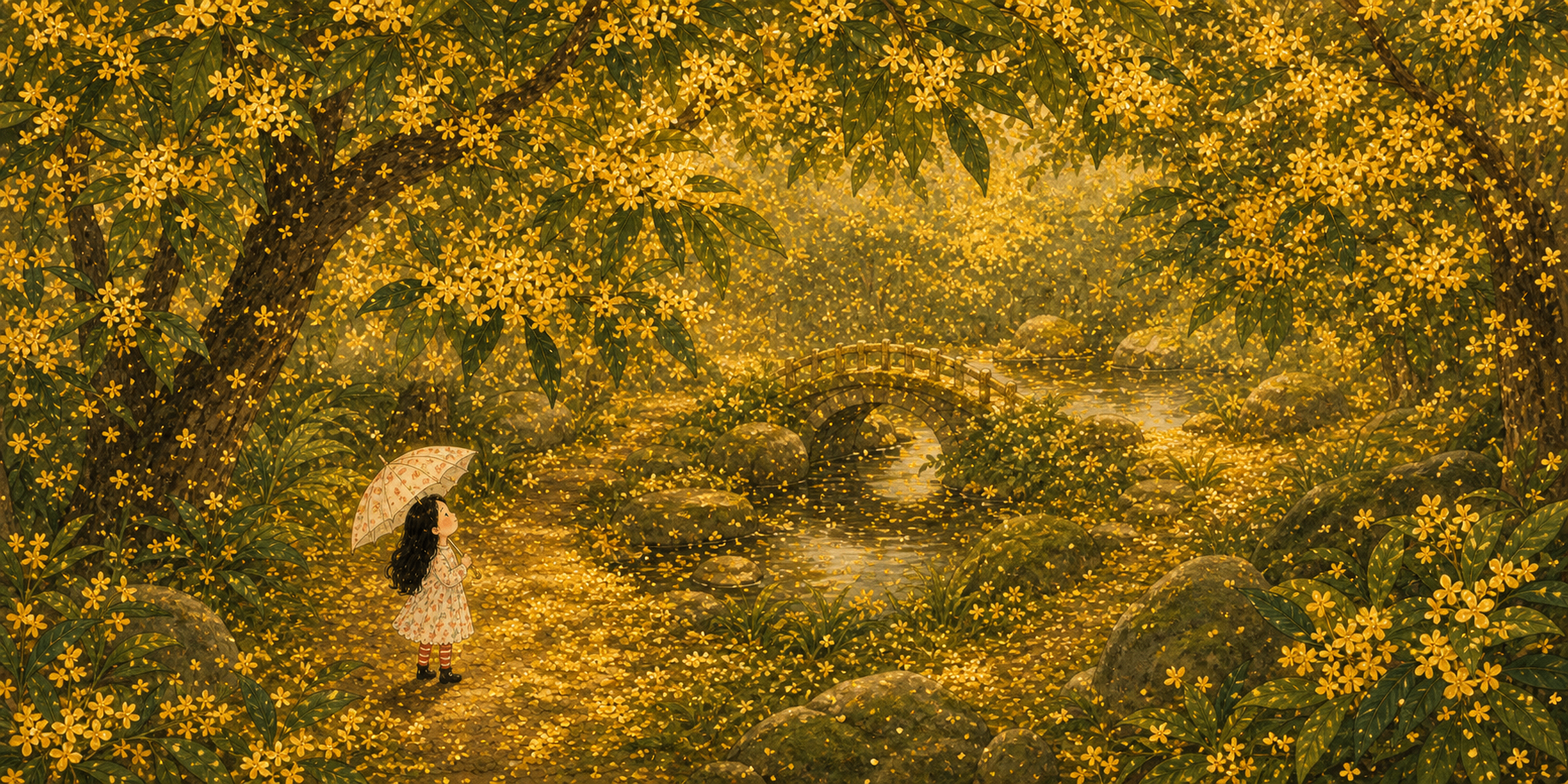 Osmanthus Rain — storybook landscape